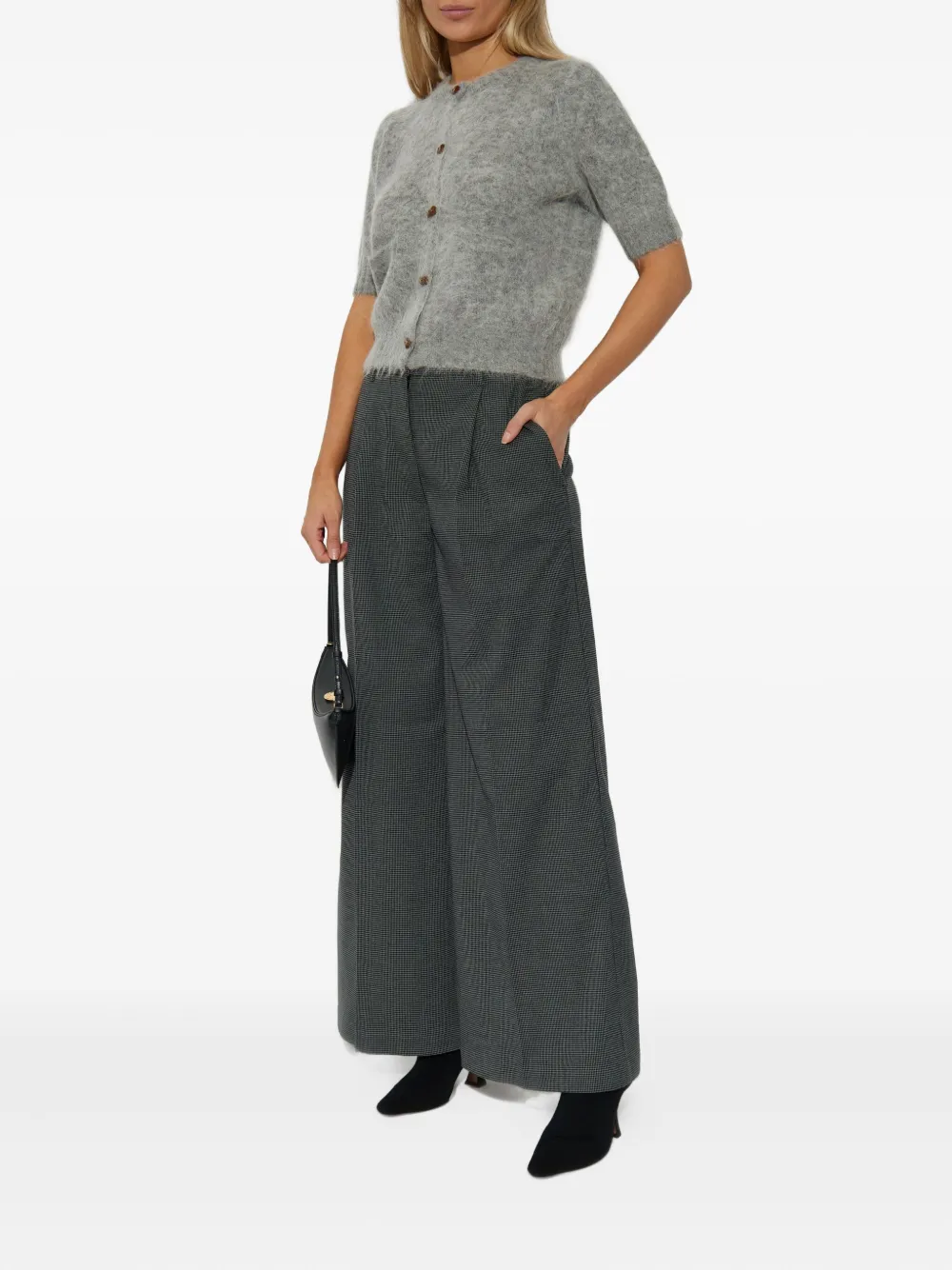 MUNTHE Broek met pied-de-poule print - Grijs