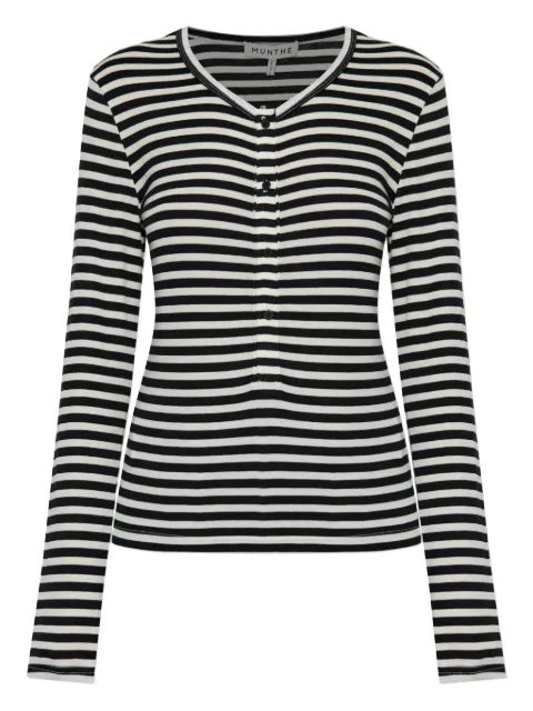 MUNTHE striped button-front long-sleeved T-shirt