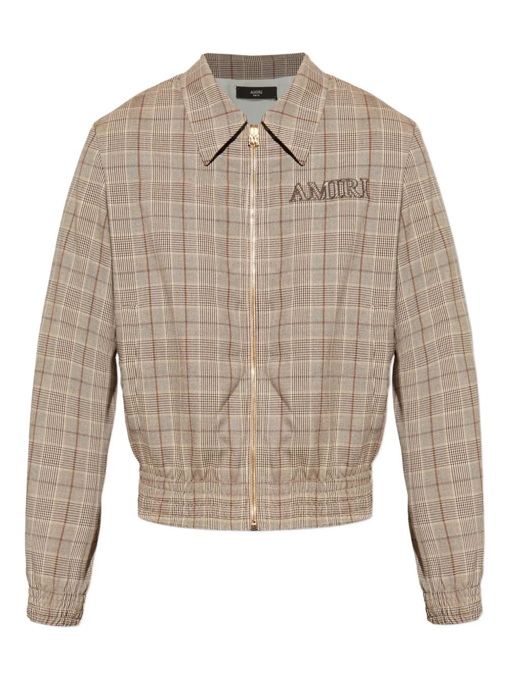AMIRI check-pattern embroidered-logo jacket | Brown | Image 1