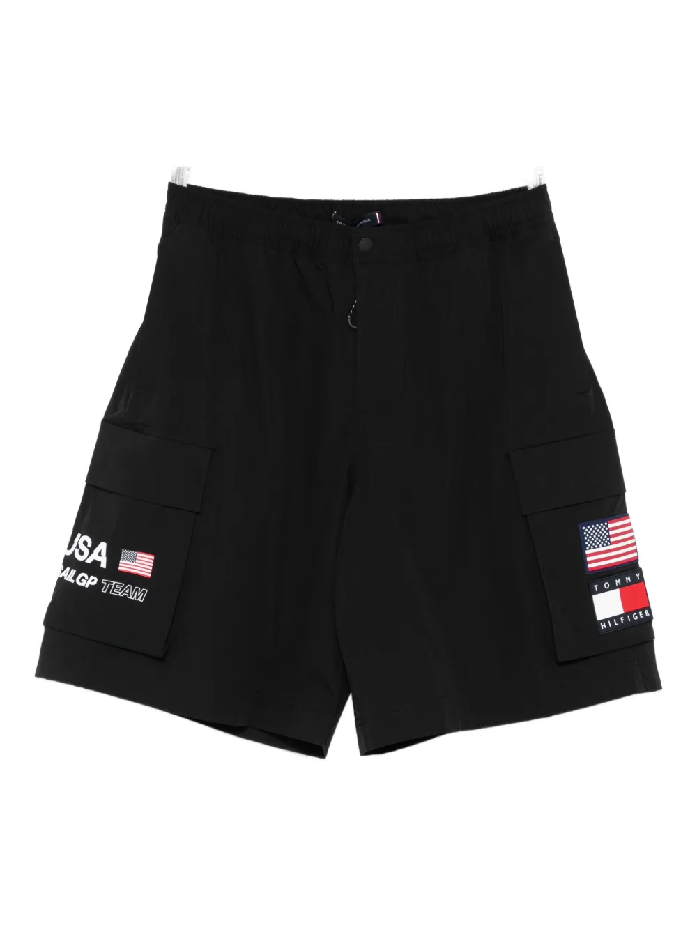Tommy Hilfiger X Sail Gp Cargo-pocket Flag Shorts In Black
