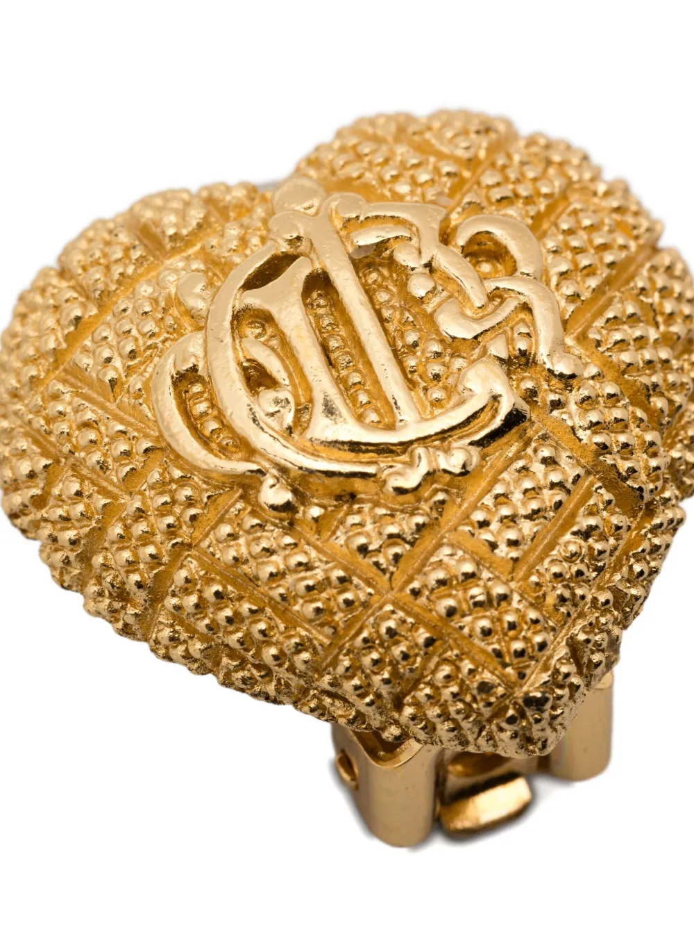 Pre-owned Dior 1990s Heart-shaped Stud Earrings In Gold
