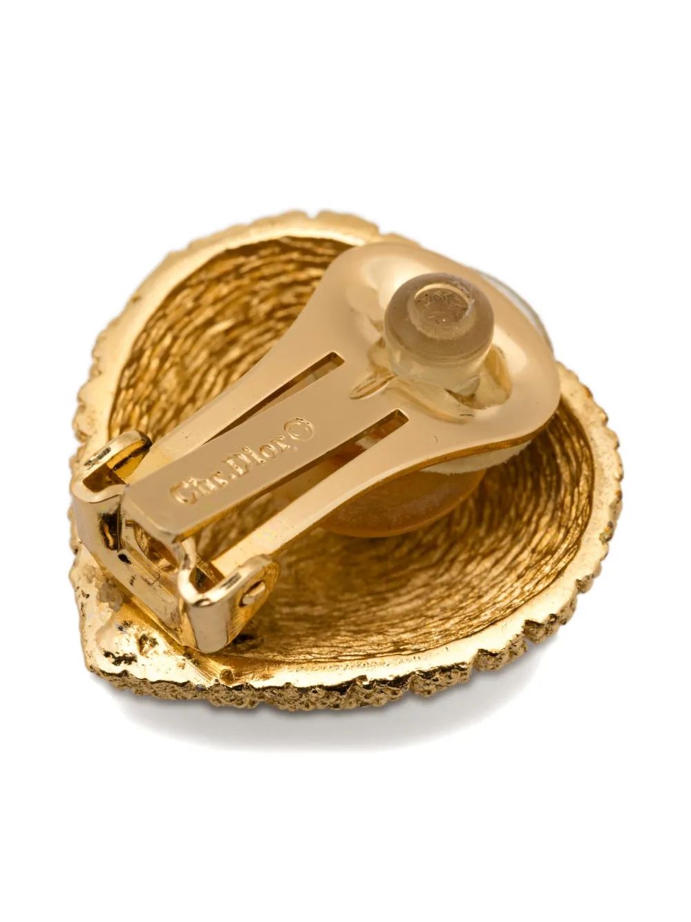Pre-owned Dior 1990s Heart-shaped Stud Earrings In Gold