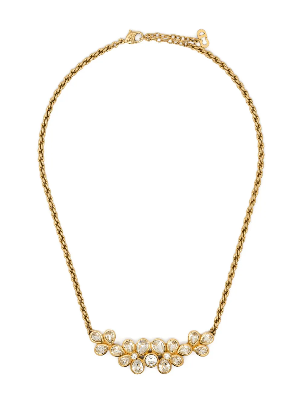 Christian Dior Pre-Owned 1990s crystal flower necklace - ゴールドトーン Christian Dior Pre-Owned 1990s crystal flower necklace - ゴールドトーン