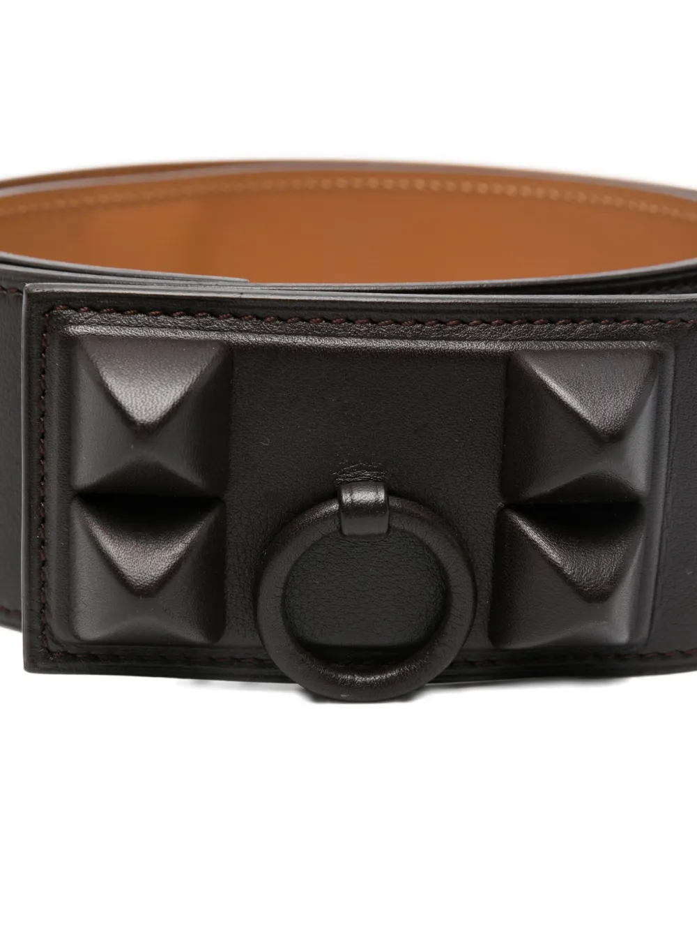 Pre-owned Hermes Collier De Chien Medor Belt In Brown