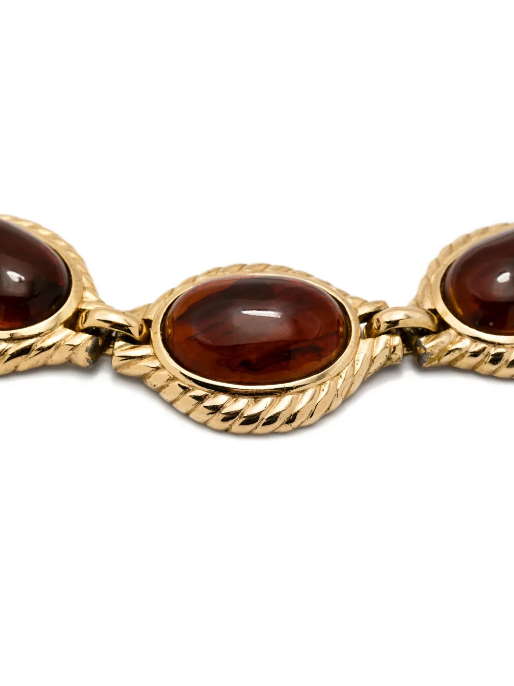 Pre-owned Dior Gemstone-embellished Chain Necklace In Gold