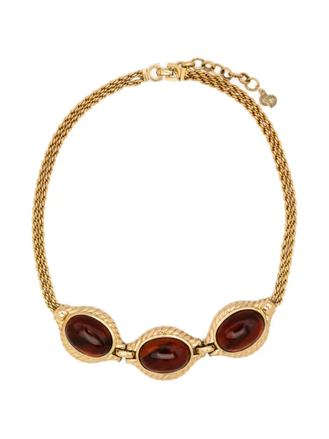 Christian Dior Pre-Owned gemstone-embellished chain necklace
