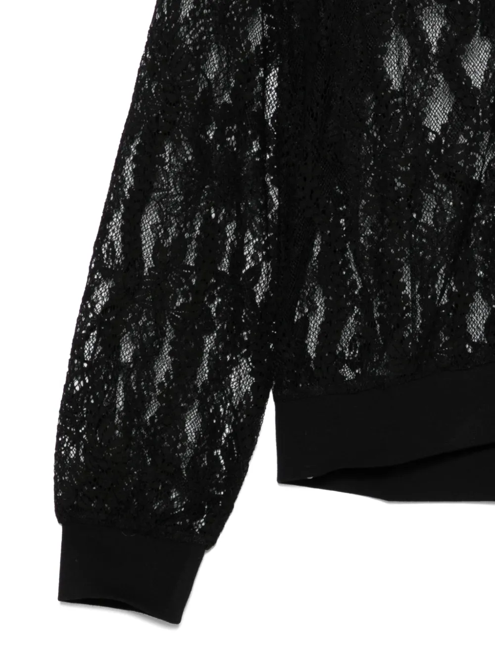 Liu •jo Lace-panel Zip-front Cardigan In Black