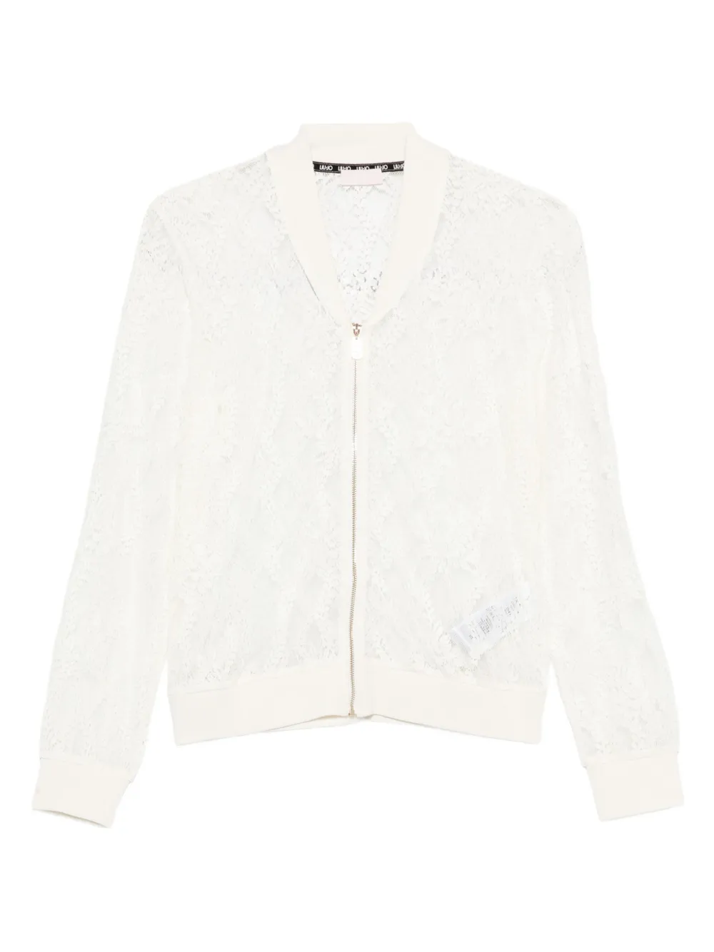 Liu •jo Lace Zip-front Cardigan In White