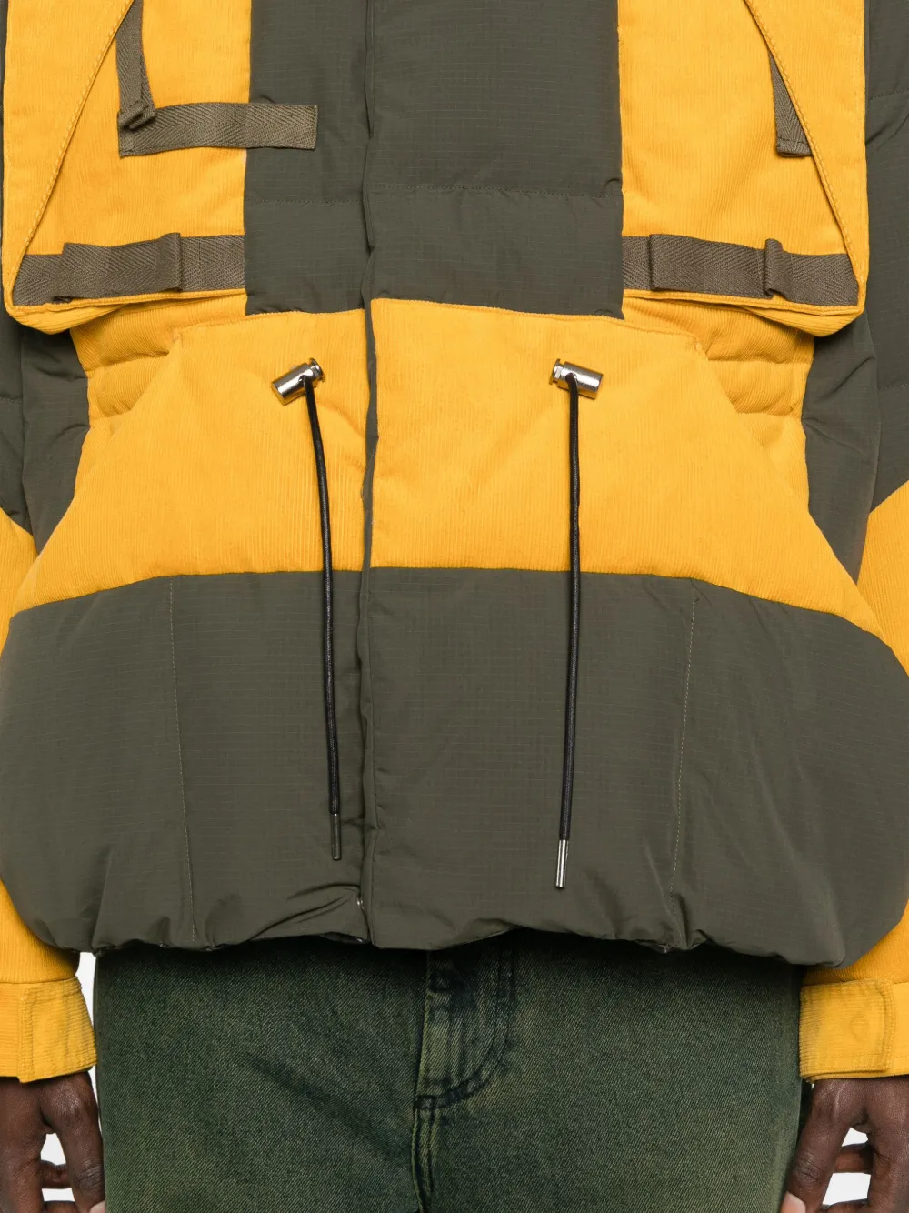 sacai Donsjack met capuchon en vlakken Geel