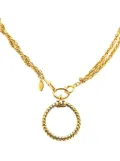 CHANEL Pre-Owned 1970-1980 Gold Plated Double Chain Loupe Magnifying Glass Pendant Necklace costume necklace