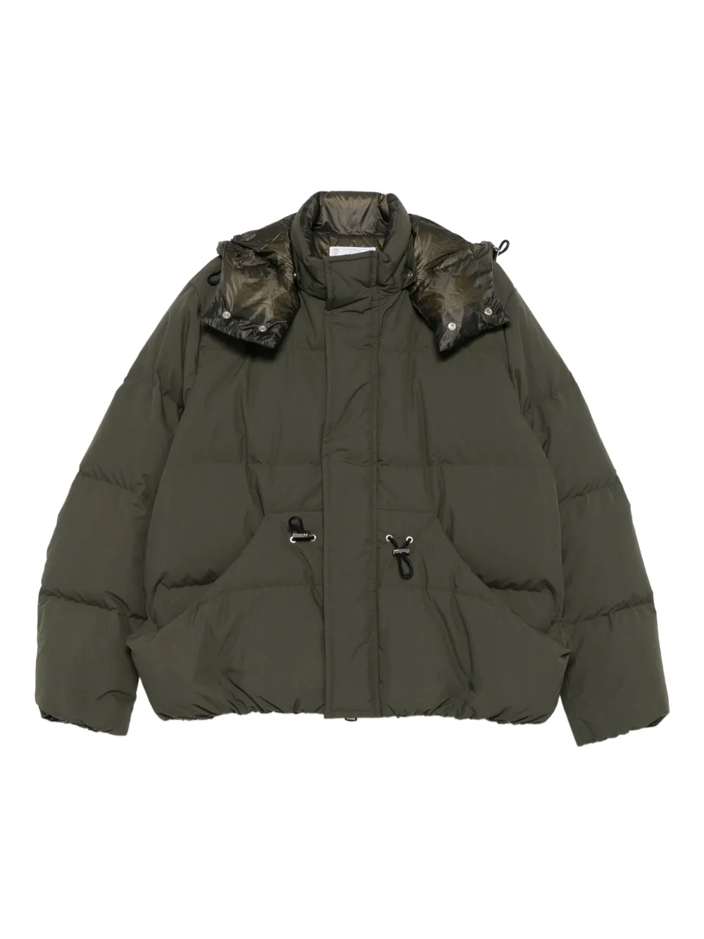 sacai hooded drawstring puffer jacket | Green | Image 1