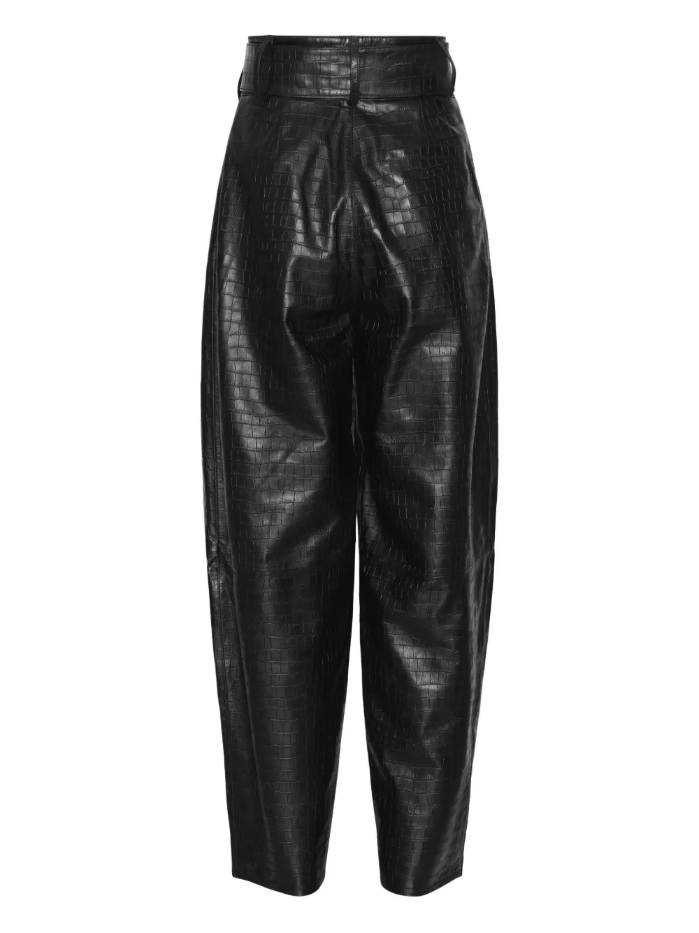 Rotate Birger Christensen Belted Leather Trousers In Black