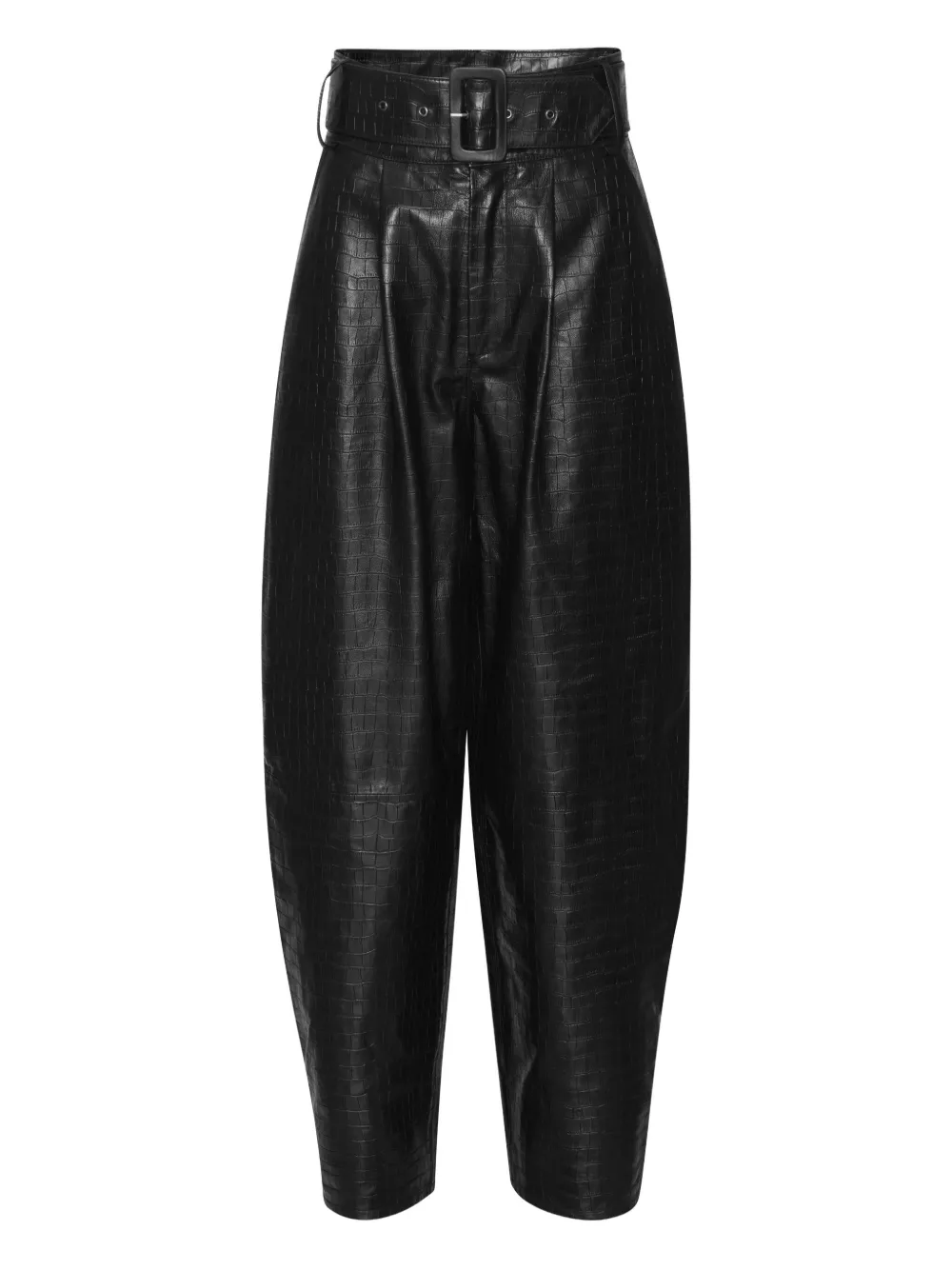 Rotate Birger Christensen Belted Leather Trousers In Black