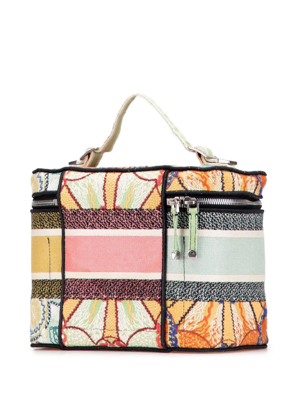 Pre-owned Dior 2020 Embroidered Canvas  In Lights Travel Case Vanity Bag In Pink