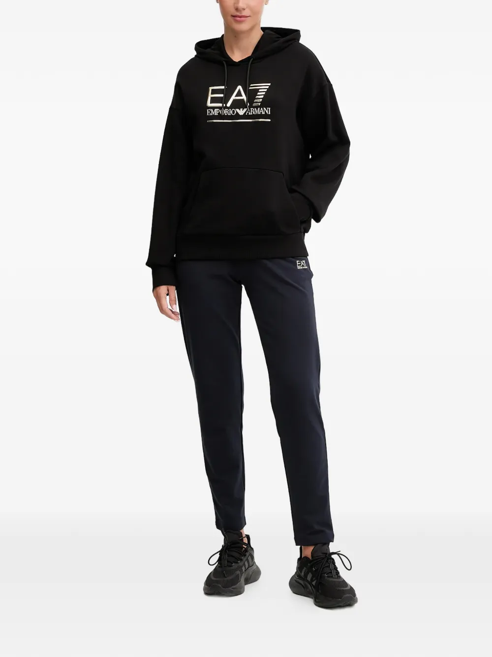 Ea7 Emporio Armani logo hooded top - Zwart