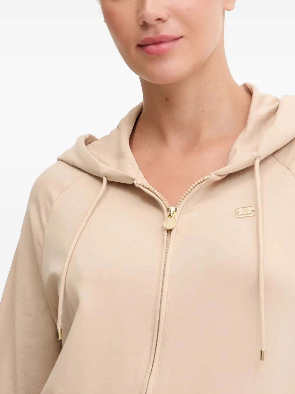 Ea7 Long-sleeve Zip-up Hoodie In Neutral