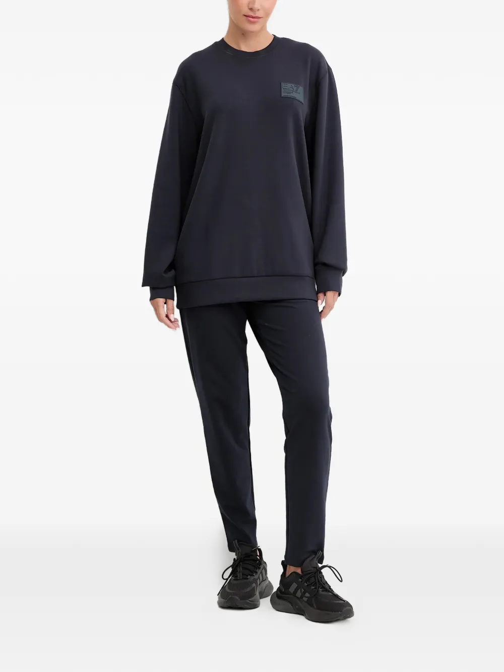 Ea7 Long-sleeve Crew-neck Sweatshirt In Blue