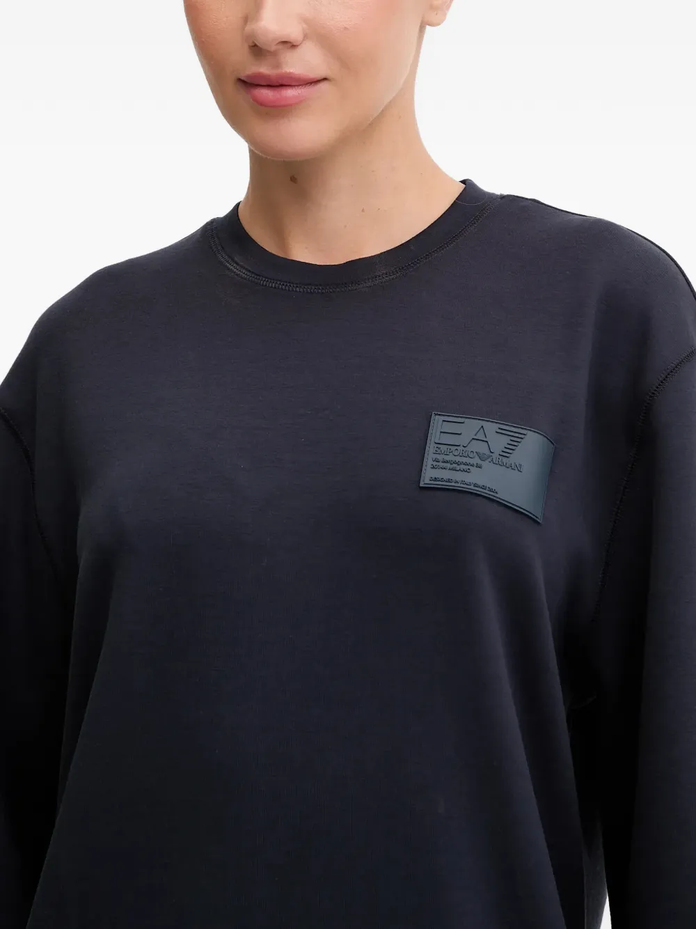 Ea7 Long-sleeve Crew-neck Sweatshirt In Blue