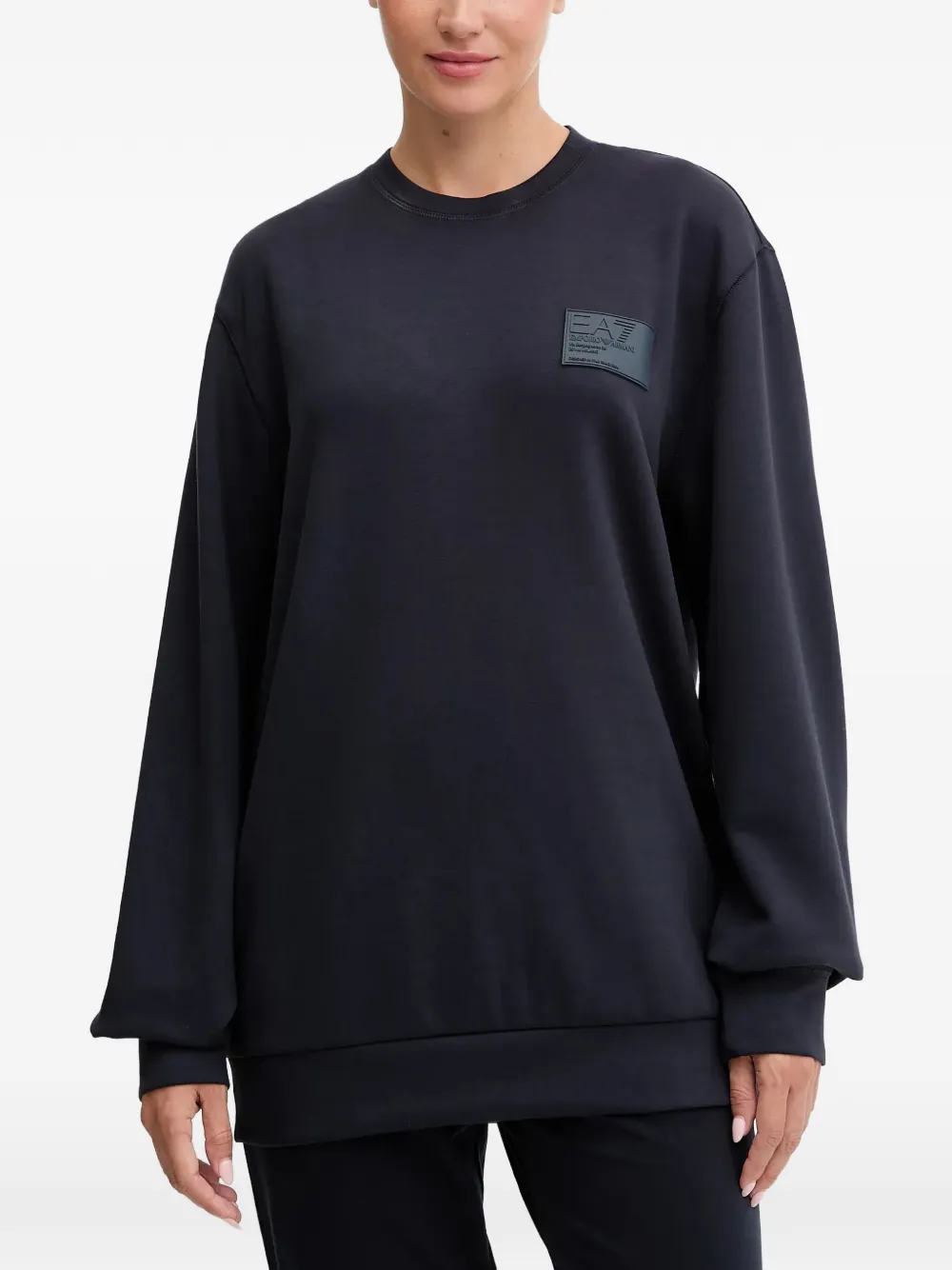 Ea7 Long-sleeve Crew-neck Sweatshirt In Blue