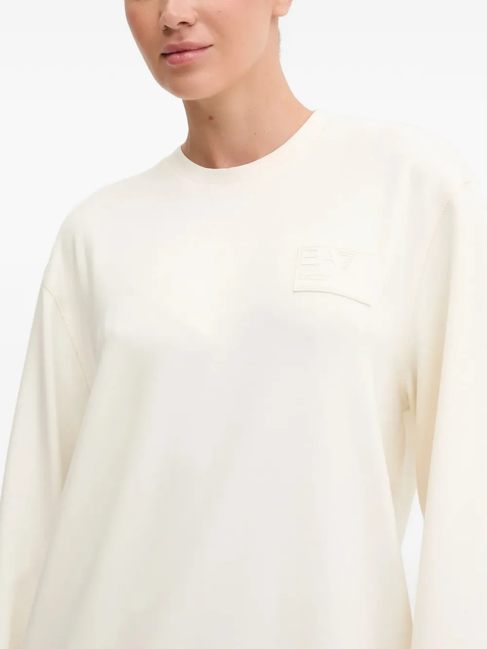 Ea7 Crew-neck Long-sleeve Sweatshirt In Neutral