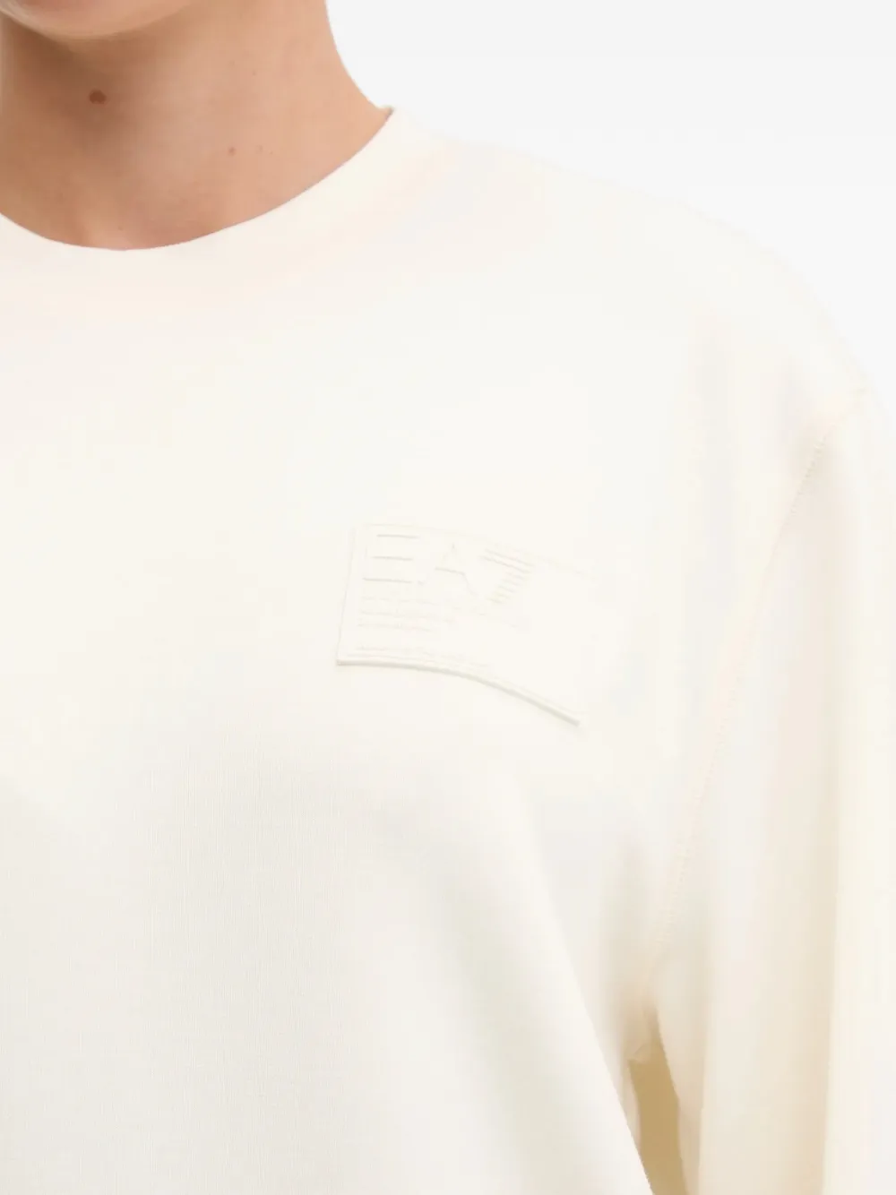 Ea7 Crew-neck Long-sleeve Sweatshirt In Neutral
