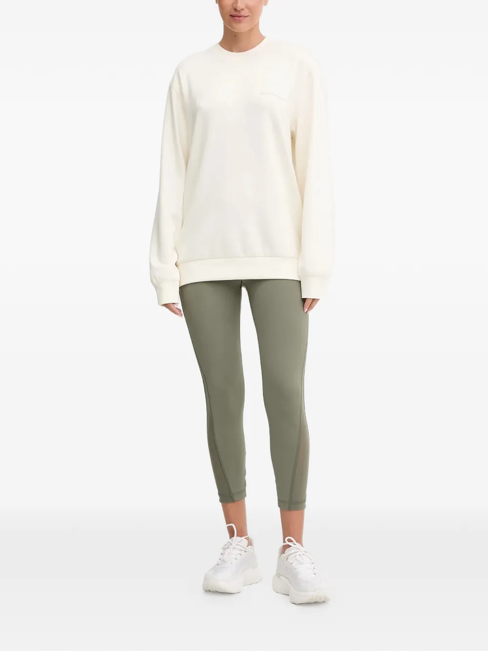 Ea7 Crew-neck Long-sleeve Sweatshirt In Neutral