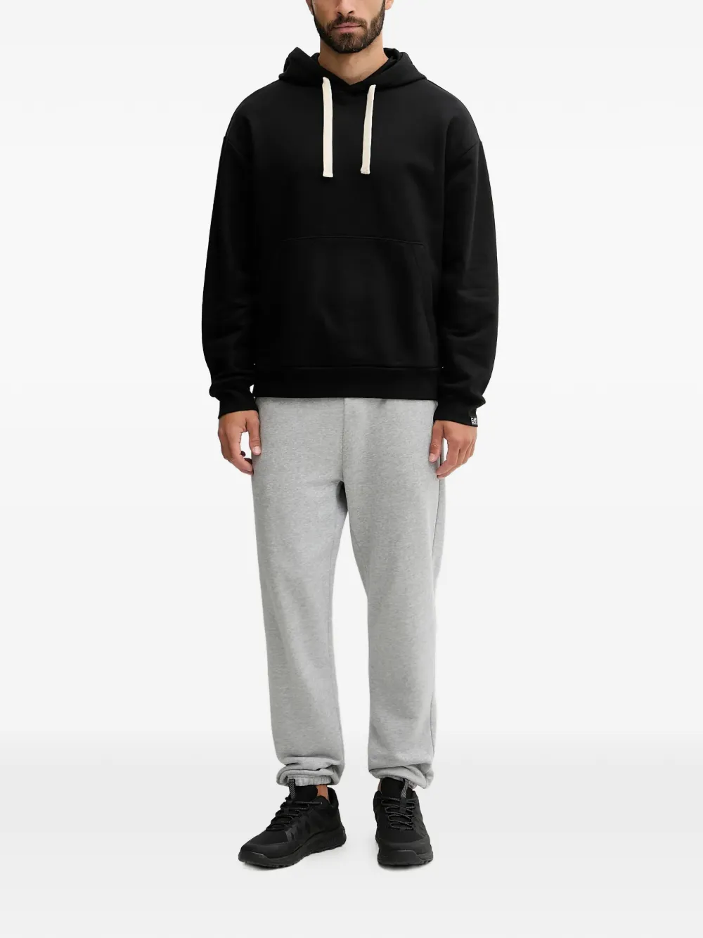 Ea7 Long-sleeve Drawstring Hoodie In Black