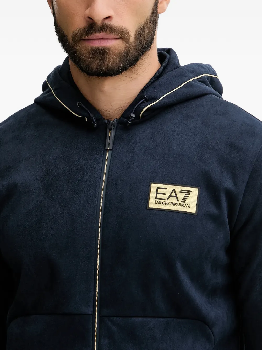 Ea7 Zip-up Hoodie In Blue