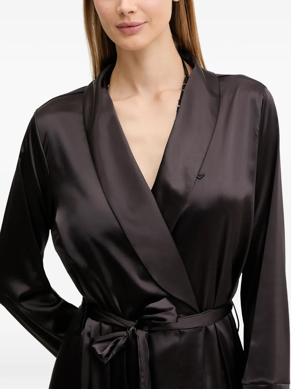 Emporio Armani Satijnen badjas Zwart