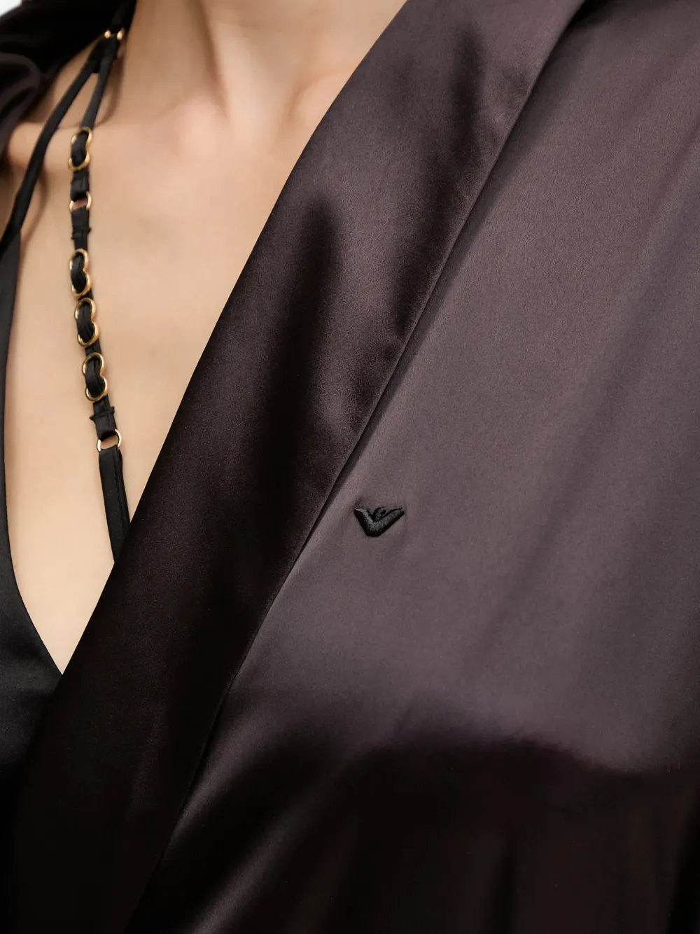 Emporio Armani Satijnen badjas Zwart