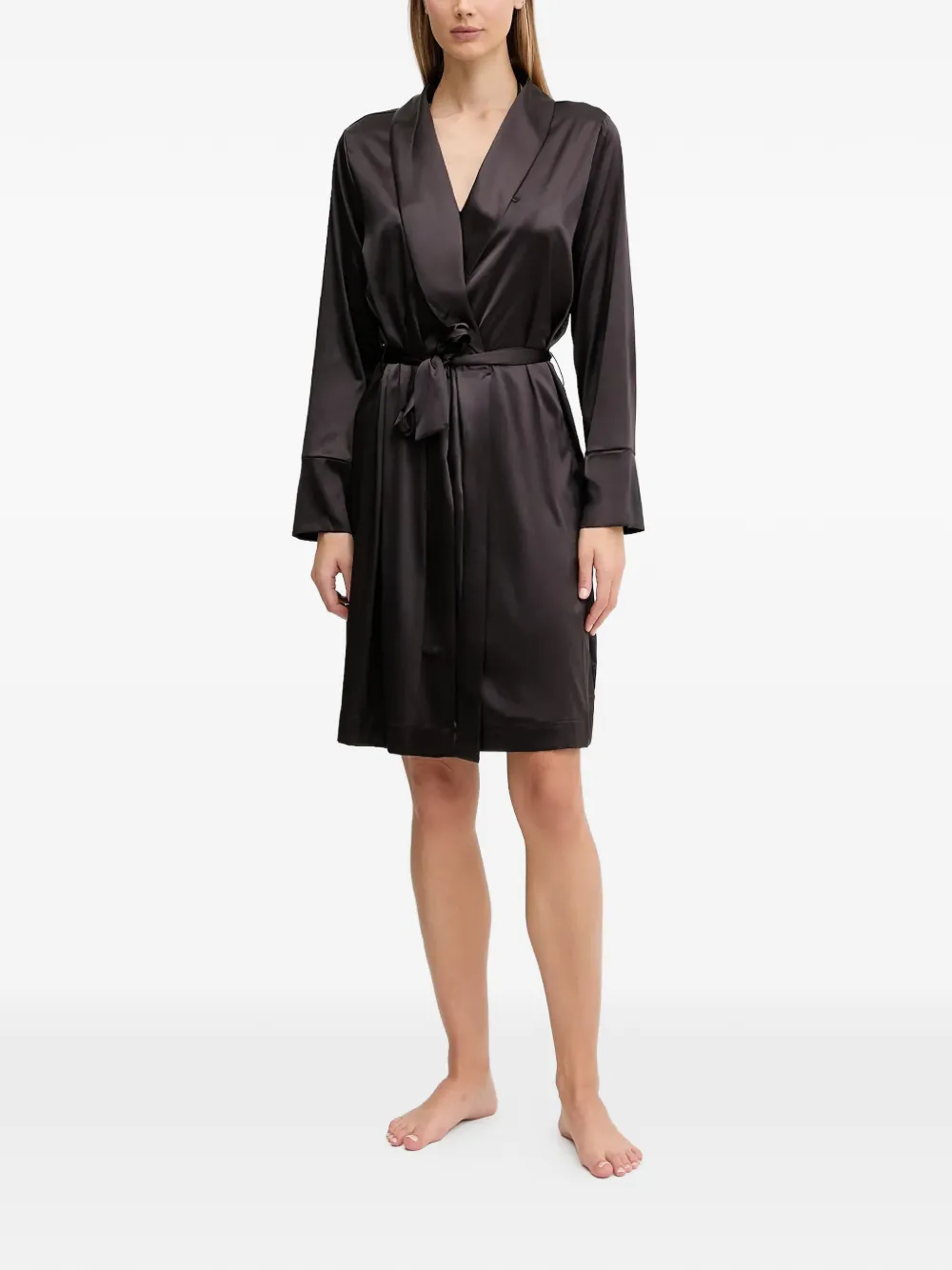 Emporio Armani satin loungewear robe - Nero