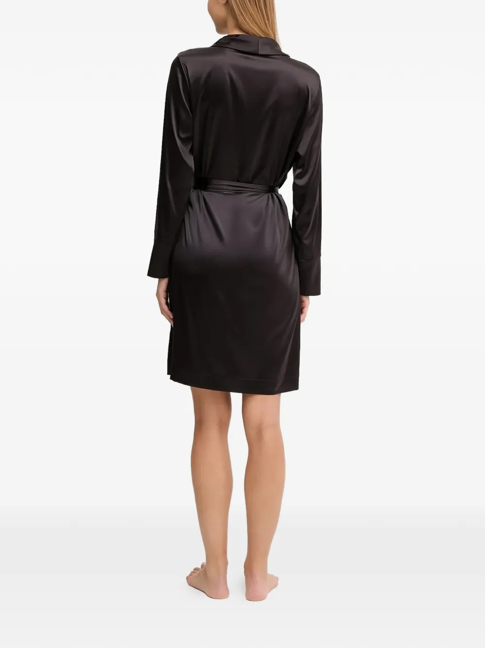 Emporio Armani Satijnen badjas Zwart