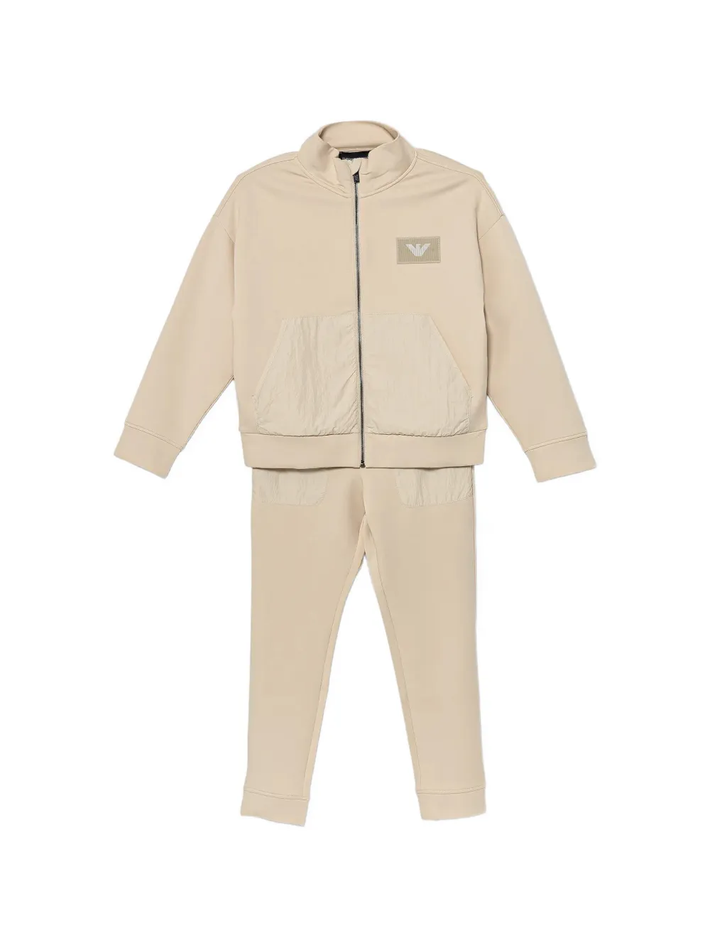 Emporio Armani Kids zip-up logo-patch tracksuit set - Toni neutri