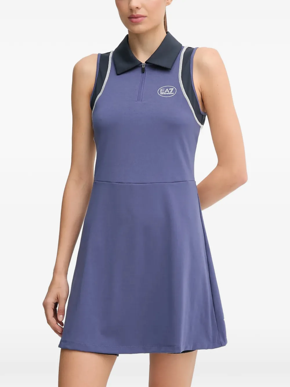 Ea7 Emporio Armani Tennis Pro zip polo-collar mini dress - Blu