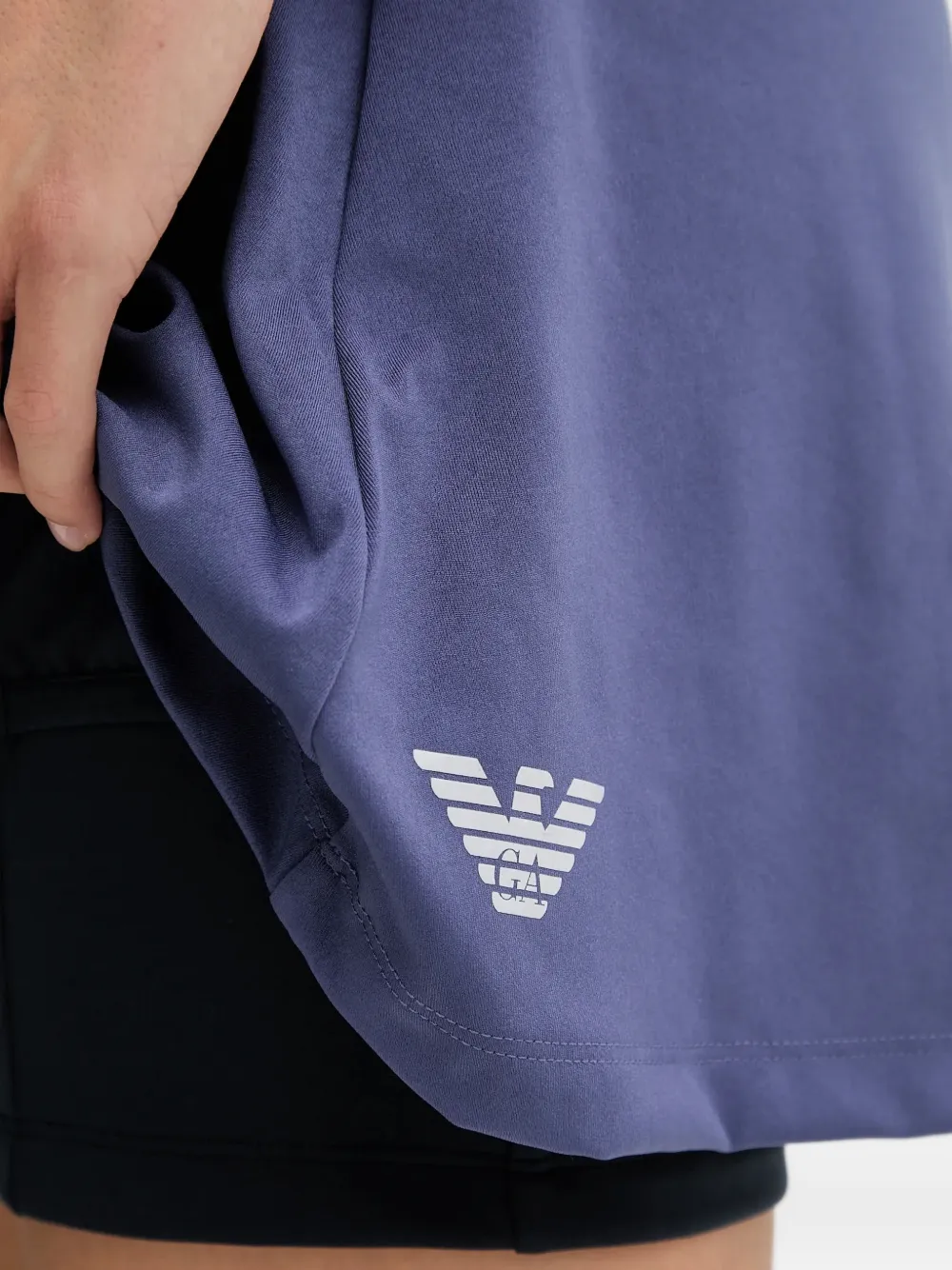 Ea7 Tennis Pro Zip Polo-collar Mini Dress In Blue