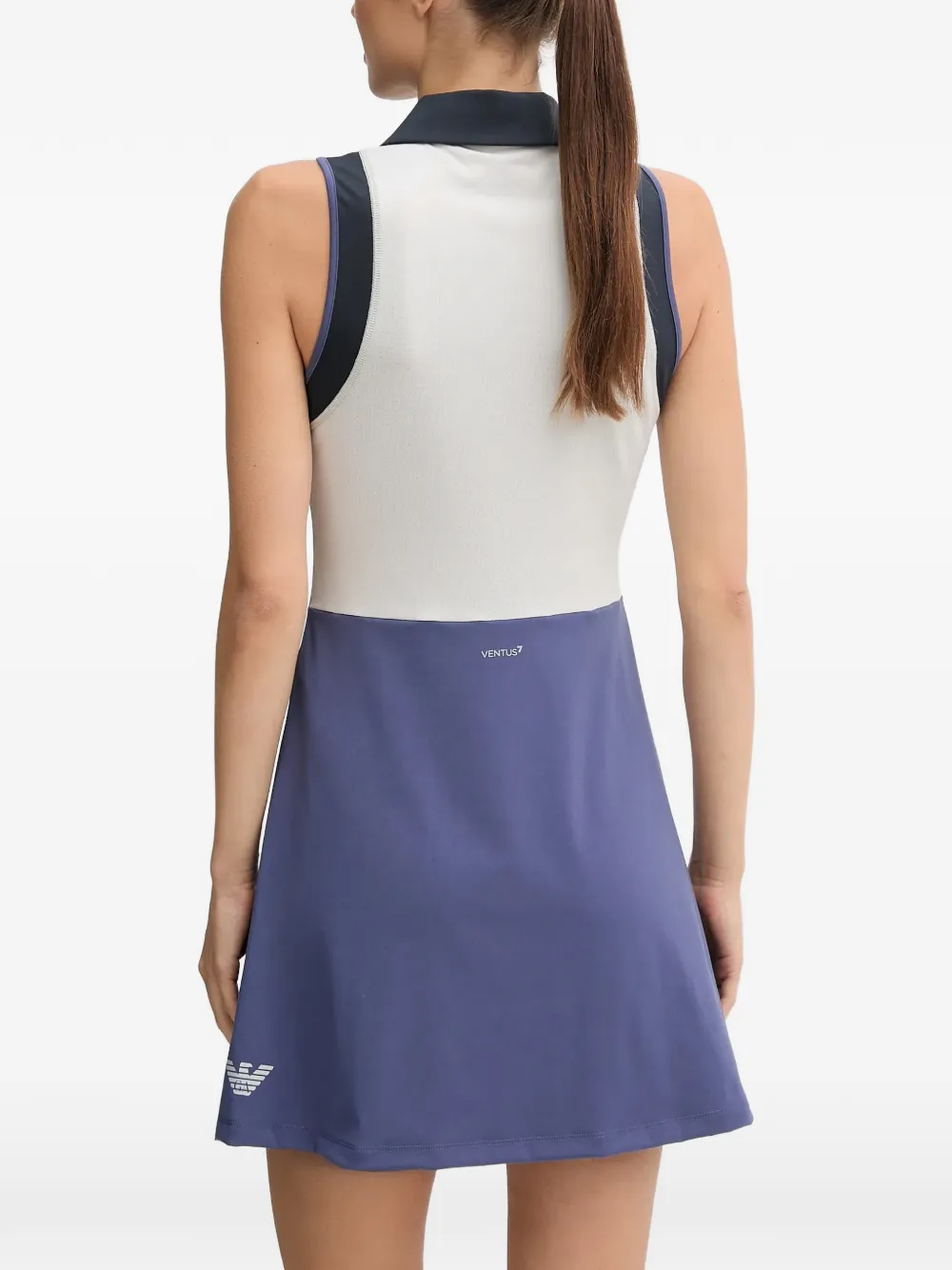Ea7 Tennis Pro Zip Polo-collar Mini Dress In Blue