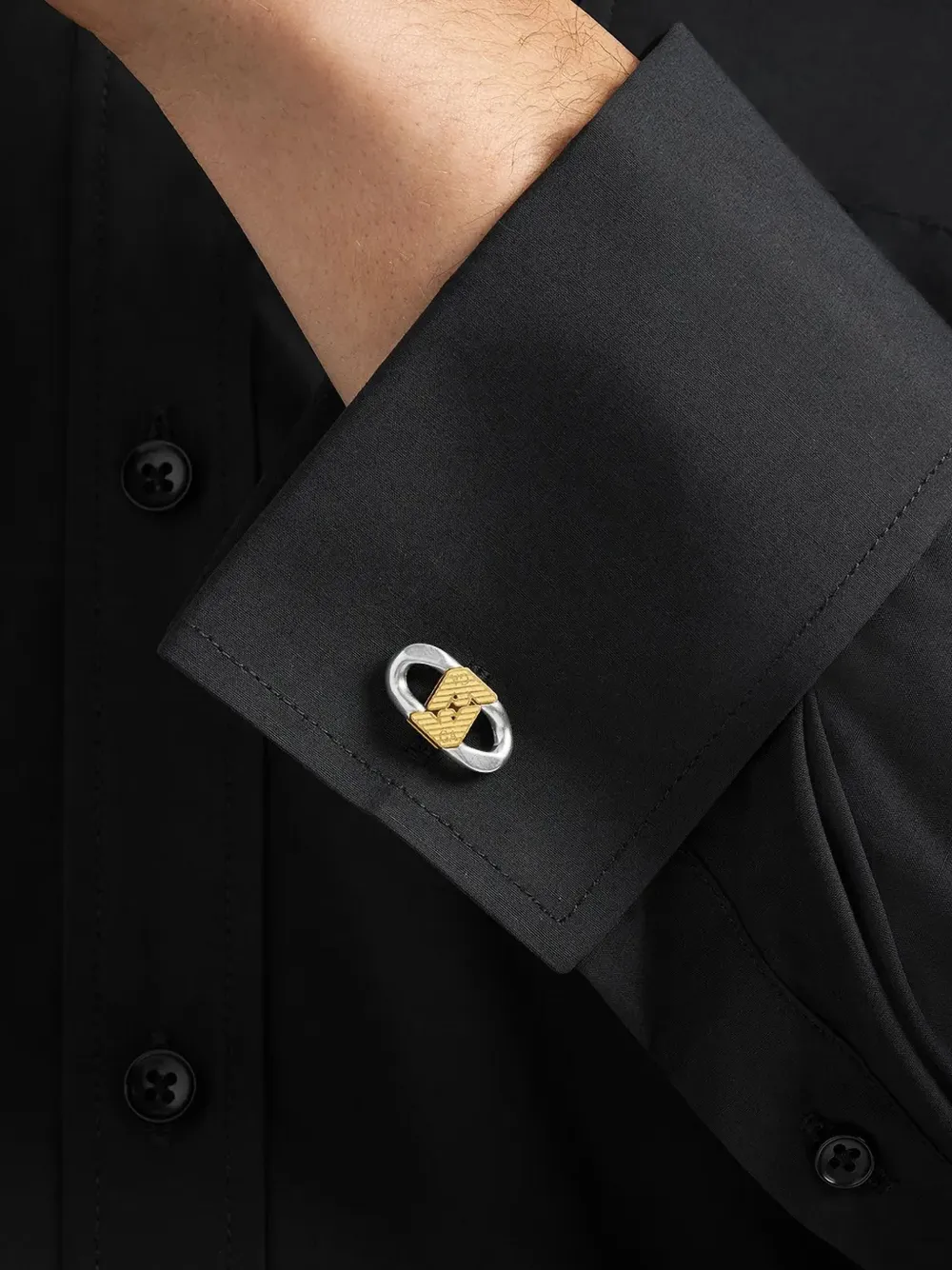 Emporio Armani logo-detail cufflinks - Zilver