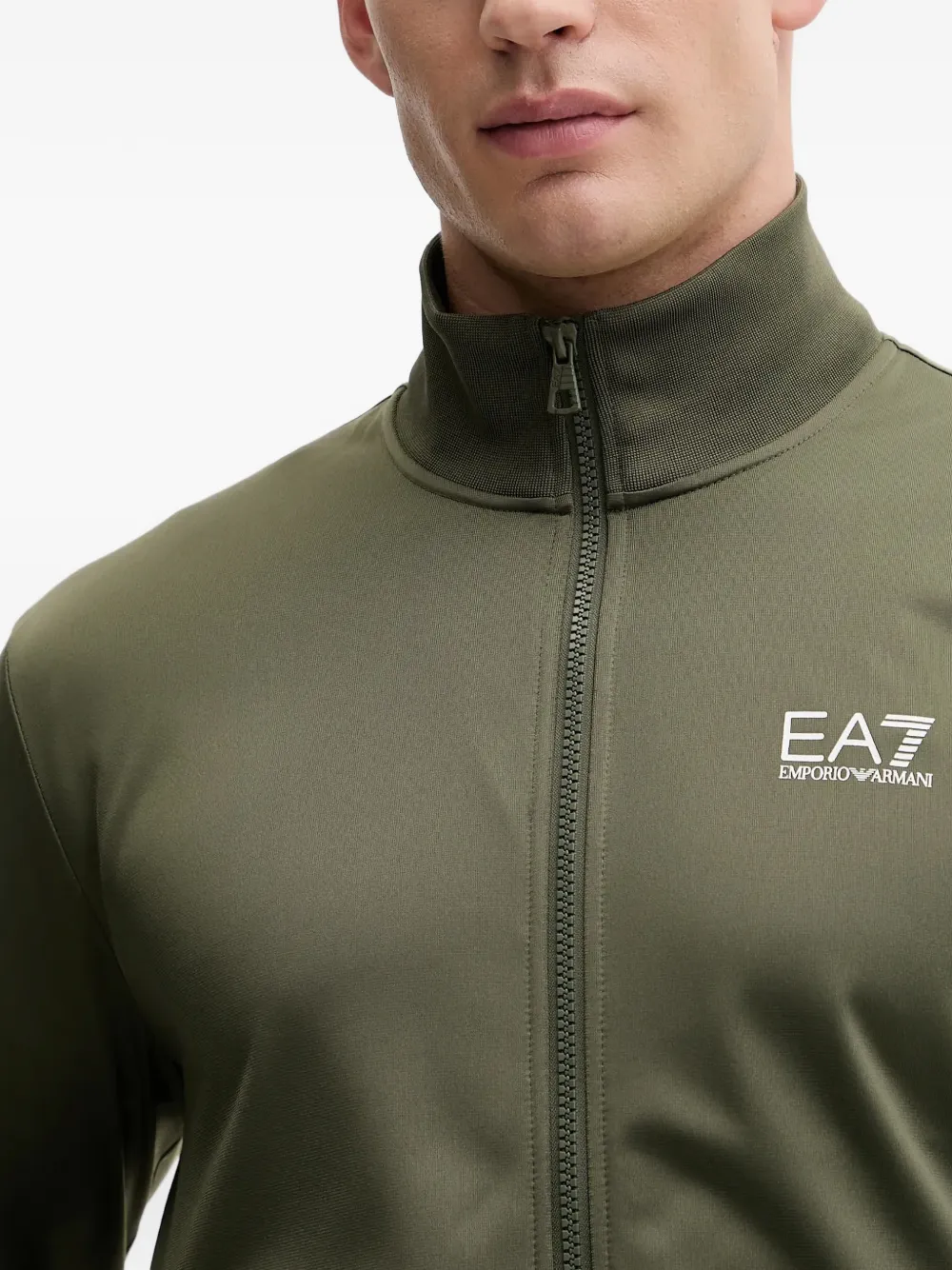 Ea7 Emporio Armani zip-up long-sleeve sweatshirt Groen