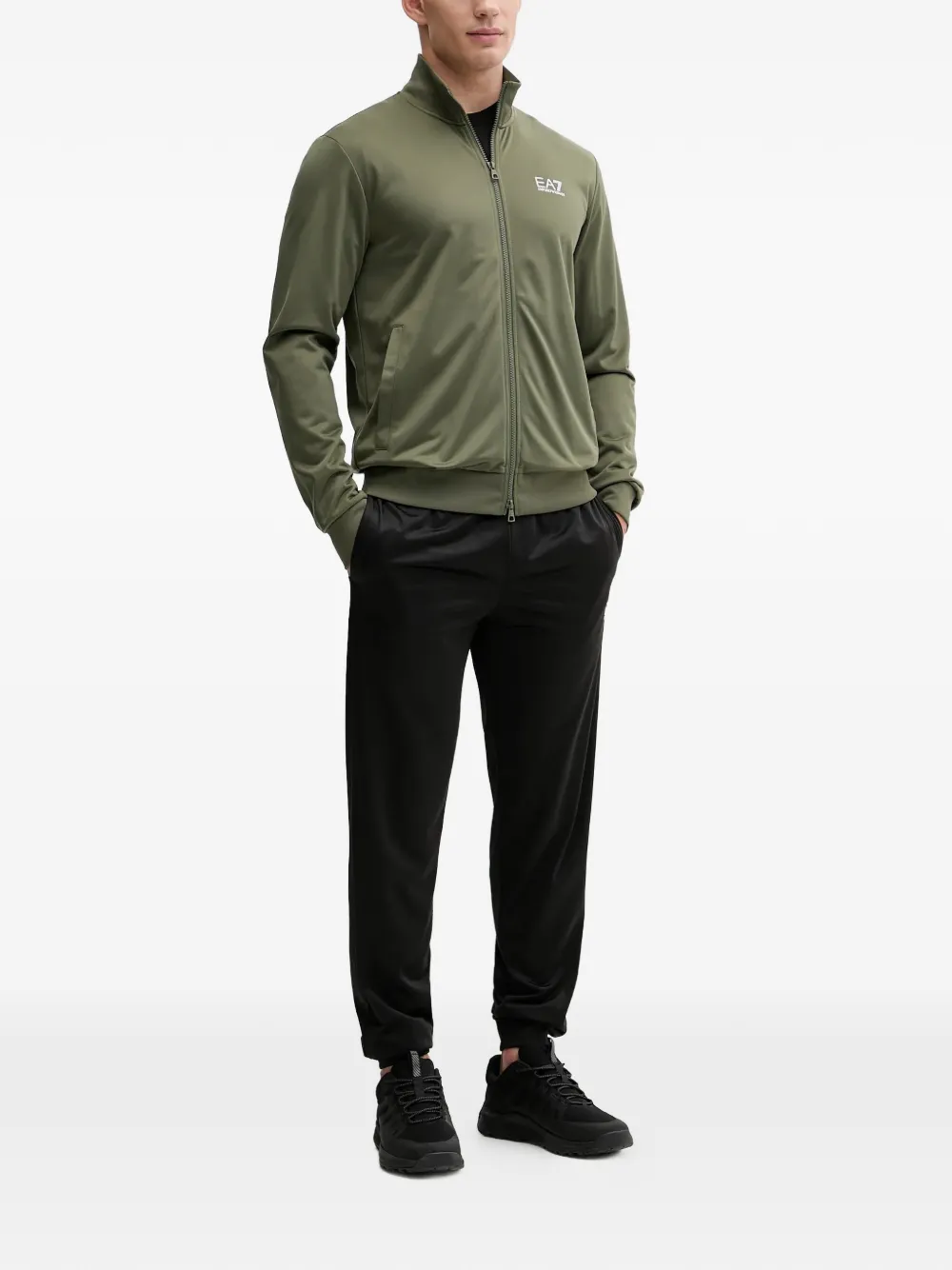 Ea7 Emporio Armani zip-up long-sleeve sweatshirt Groen