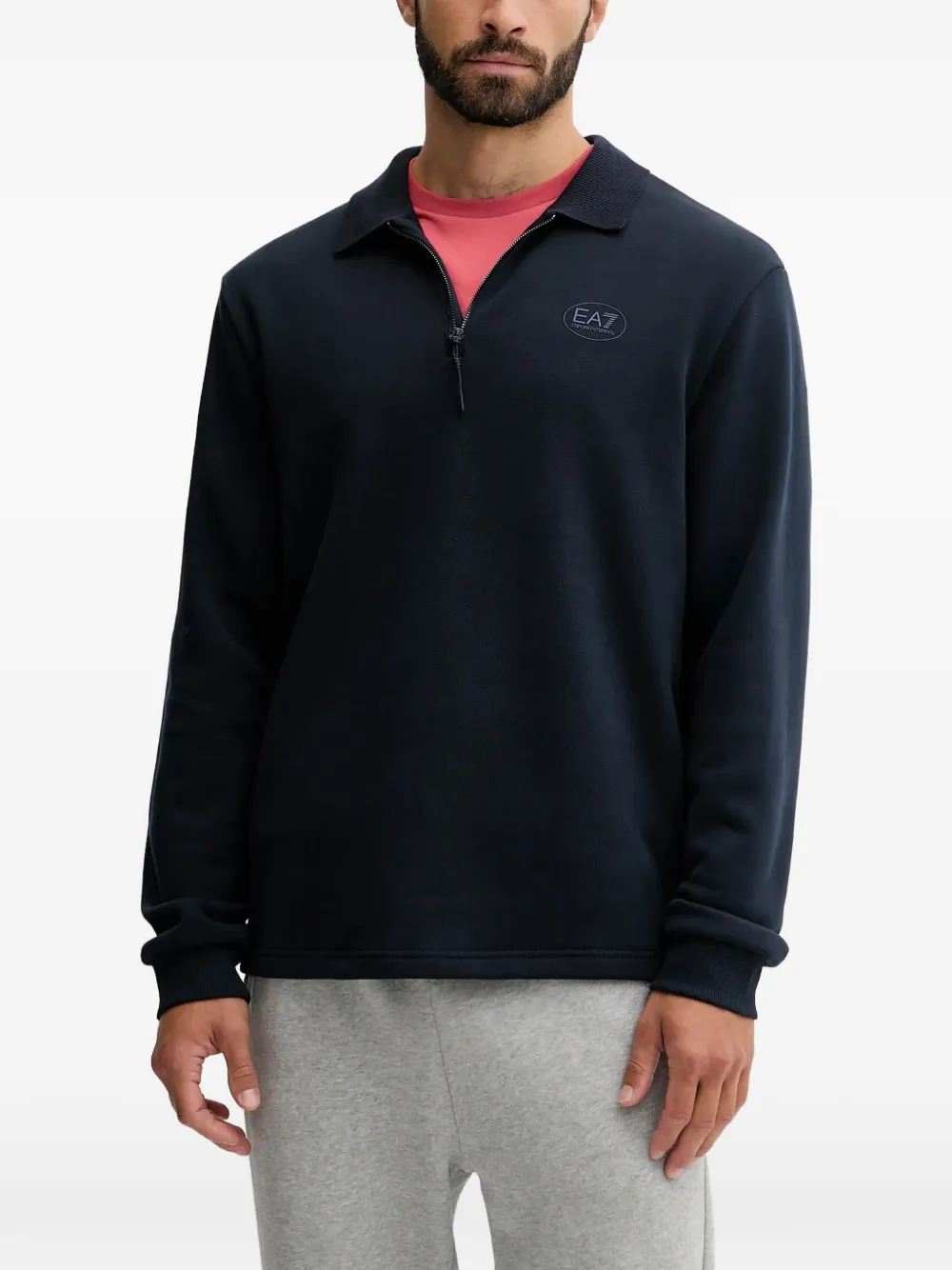 Ea7 Emporio Armani half-zip logo sweater - Blu