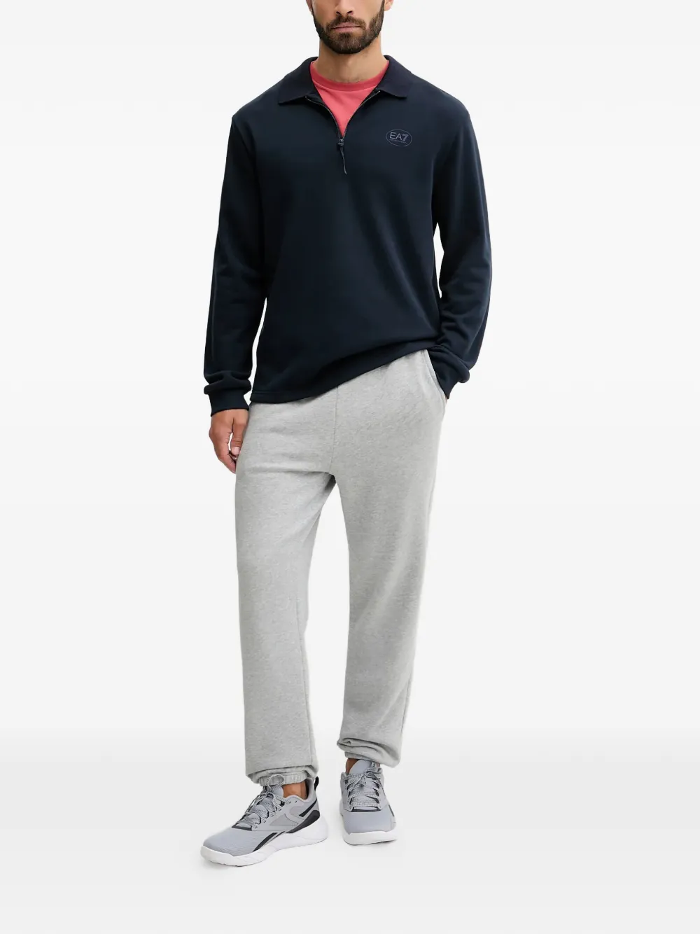 Ea7 Emporio Armani half-zip logo sweater - Blauw