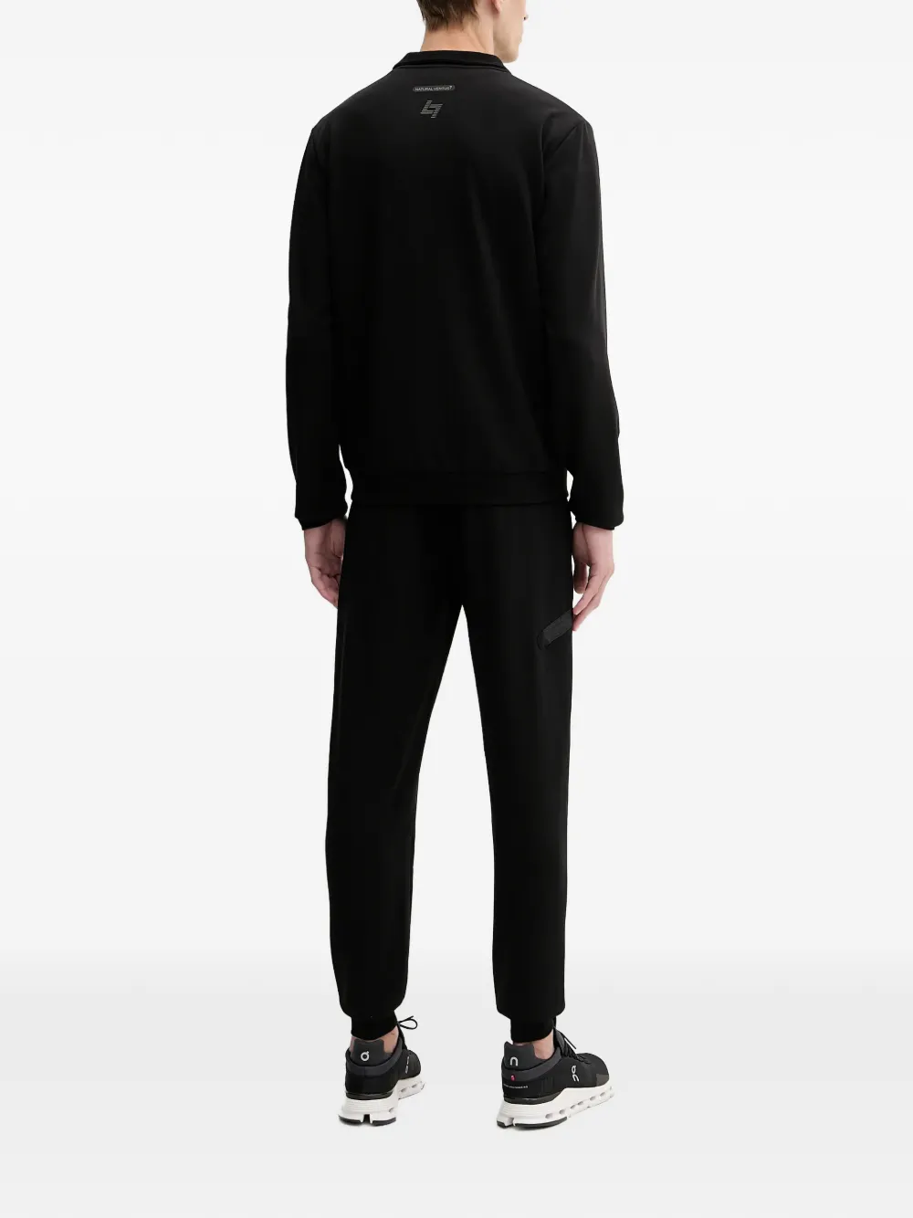 Ea7 Long-sleeve Logo-detail Sweatshirt In Black