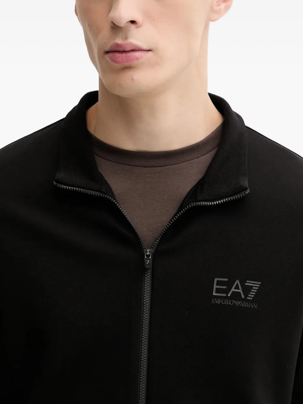 Ea7 Long-sleeve Logo-detail Sweatshirt In Black