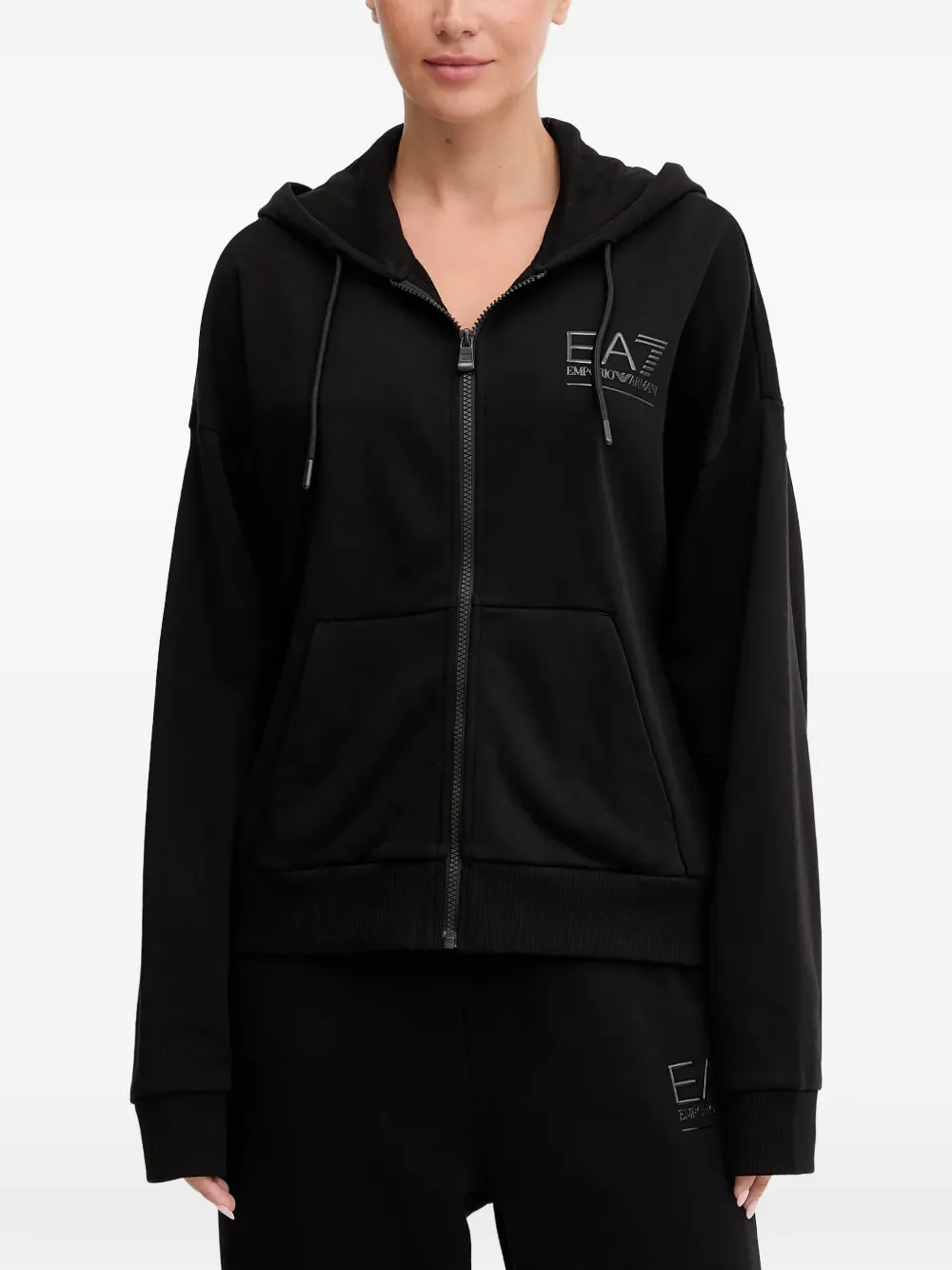 Ea7 Logo-detail Zip-up Drawstring Track Pants Set (set Of Two) In Black