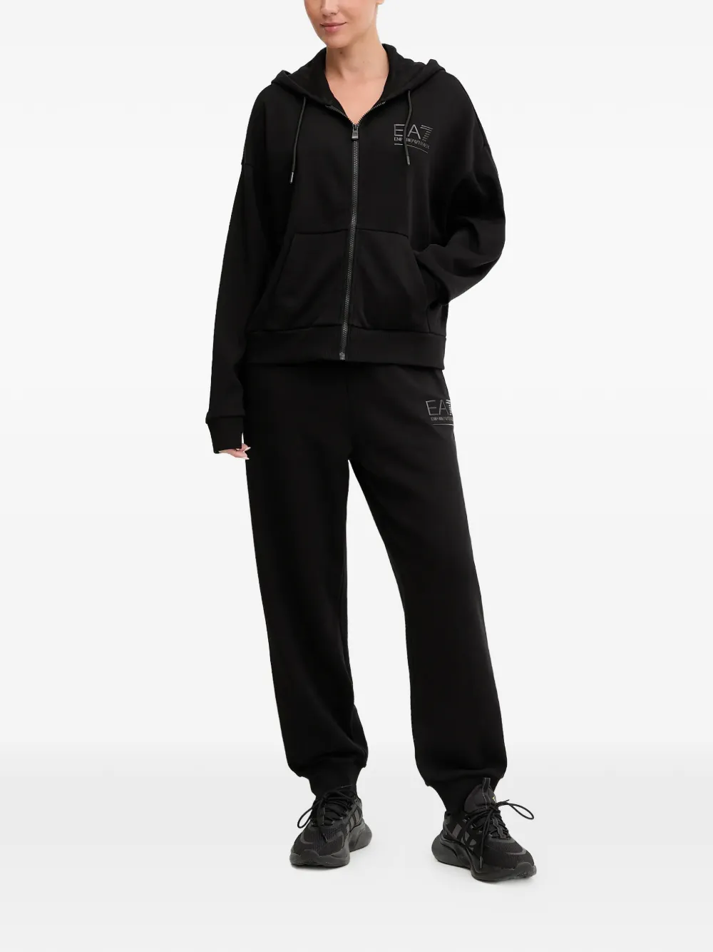 Ea7 Logo-detail Zip-up Drawstring Track Pants Set (set Of Two) In Black
