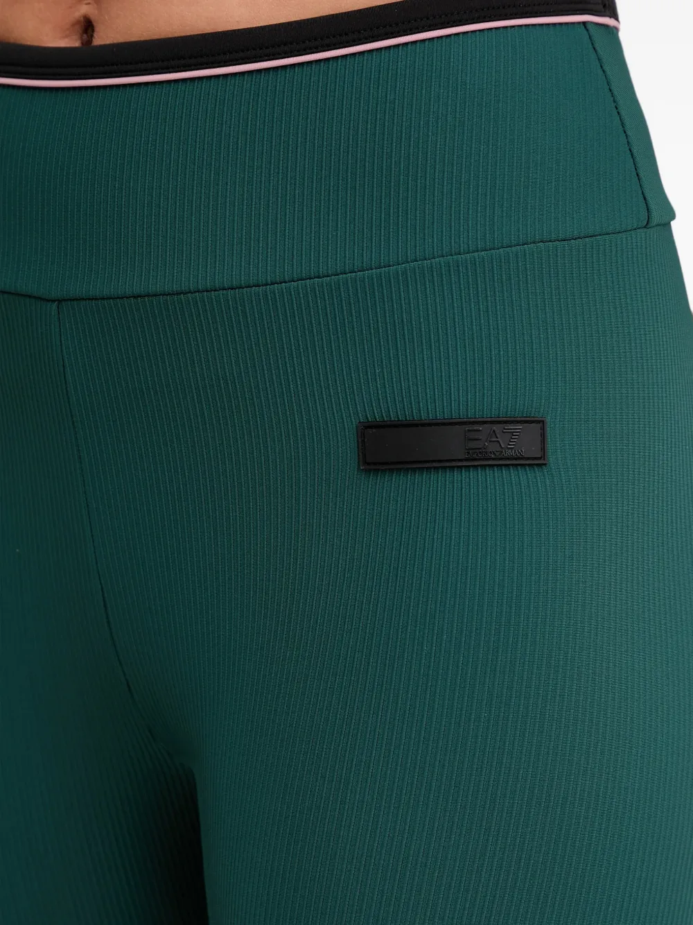Ea7 Emporio Armani elastic-waist logo-patch trousers Groen