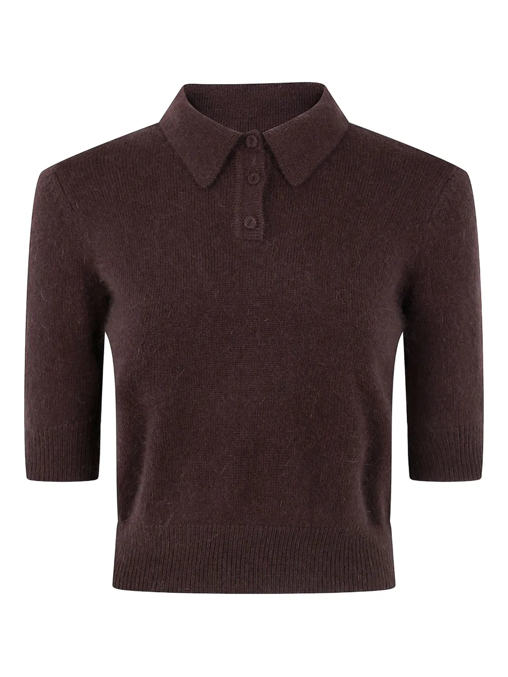 Twinset Polo-neck Short-sleeve Top In Brown