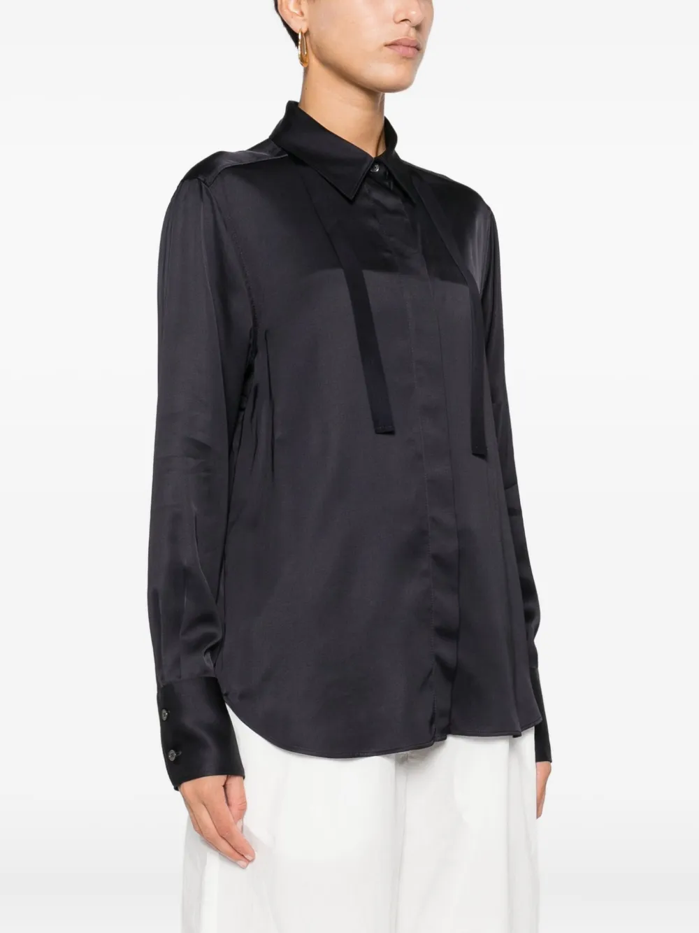 Incotex blouse met lintdetail Zwart