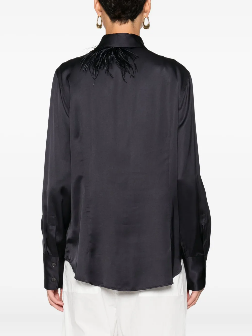 Incotex blouse met lintdetail Zwart