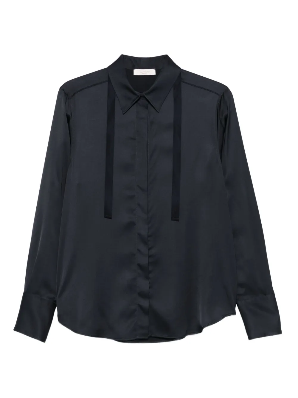 Incotex ribbon-detail long-sleeve shirt | Black | Image 1